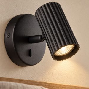 Eglo portillo applique per comodino camera da letto gu10 11cm moderna nera