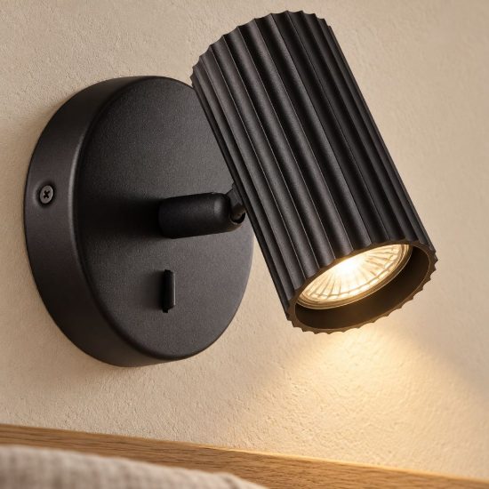 Eglo portillo applique per comodino camera da letto gu10 11cm moderna nera