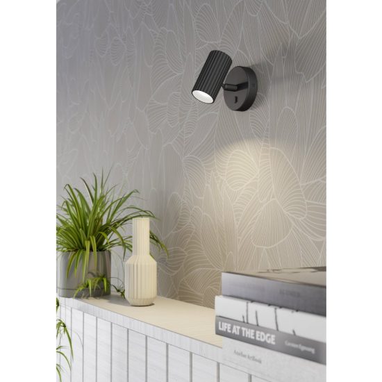 Eglo portillo applique per comodino camera da letto gu10 11cm moderna nera