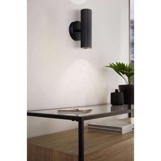 Eglo portillo applique 2 luci gu10 20cm per soggiorno moderna nera