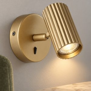 Eglo portillo applique per comodino camera da letto gu10 11cm moderna ottone