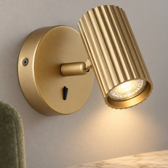 Eglo portillo applique per comodino camera da letto gu10 11cm moderna ottone
