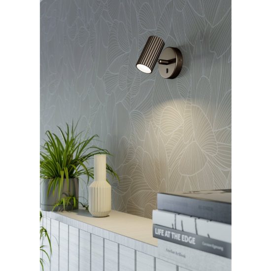 Eglo portillo applique per comodino camera da letto gu10 11cm moderna bronzo