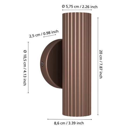 Eglo portillo applique 2 luci gu10 20cm per soggiorno moderna bronzo
