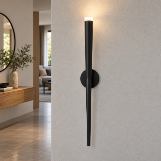 Applique da parete design moderna nera led 6w 3000k 12cm