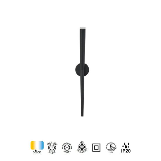 Applique da parete design moderna nera led 6w 3000k 12cm
