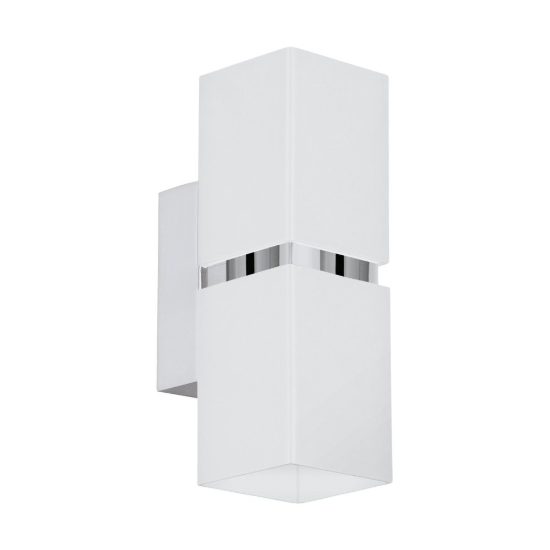 Eglo passa applique 2 luci gu10 led 5,6w 3000k 17cm per soggiorno moderna cromo e bianca