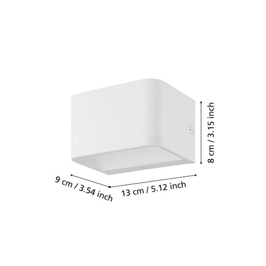 Eglo sania 4 applique led 6w 3000k 13cm per soggiorno moderna bianca