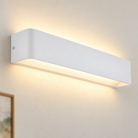 Eglo sania 4 applique led 12w 3000k 36,5cm per soggiorno moderna bianca
