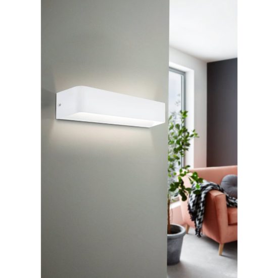 Eglo sania 4 applique led 12w 3000k 36,5cm per soggiorno moderna bianca