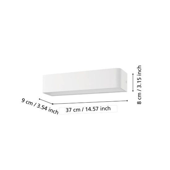 Eglo sania 4 applique led 12w 3000k 36,5cm per soggiorno moderna bianca