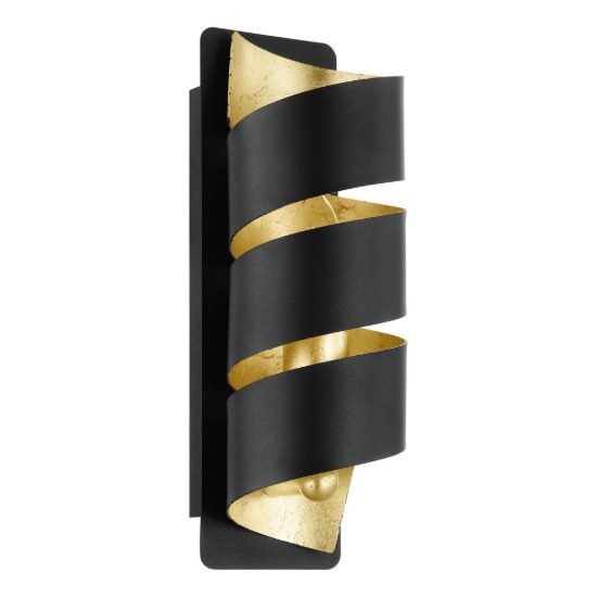 Eglo elizondo applique 27cm per corridoio moderna a spirale nera e oro