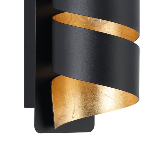 Eglo elizondo applique 27cm per corridoio moderna a spirale nera e oro