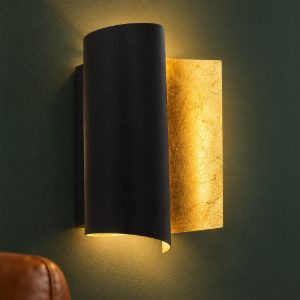 Eglo falicetto applique 25cm per soggiorno moderna nera e oro