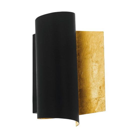 Eglo falicetto applique 25cm per soggiorno moderna nera e oro