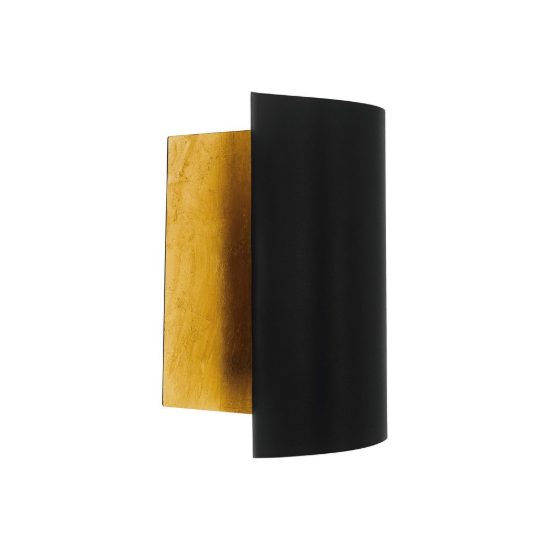 Eglo falicetto applique 25cm per soggiorno moderna nera e oro