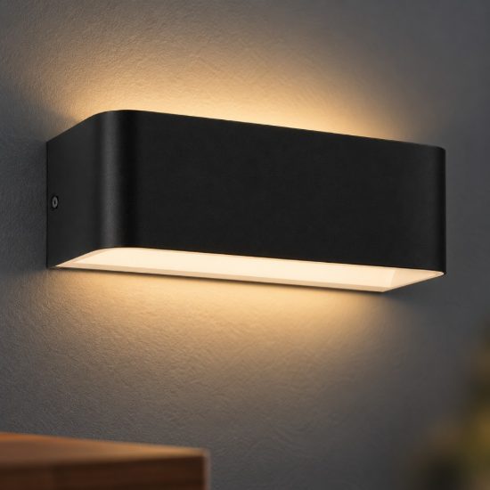 Eglo sania 4 applique led 10w 3000k 20cm per soggiorno moderna nera e bianca