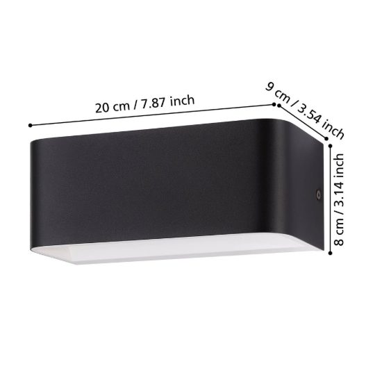 Eglo sania 4 applique led 10w 3000k 20cm per soggiorno moderna nera e bianca