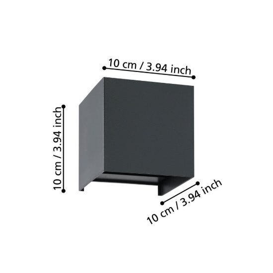 Eglo valmontone applique led 3w 3000k 10cm per camera da letto moderna nera con vetro trasparente