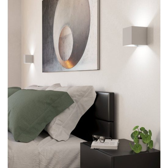 Eglo valmontone applique led 3w 3000k 10cm per camera da letto moderna bianca con vetro trasparente