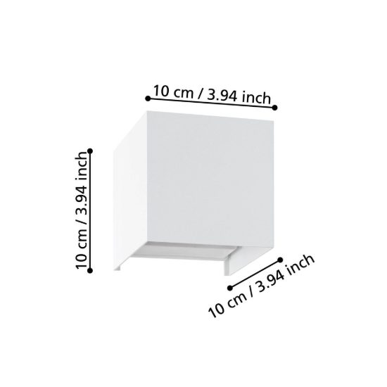 Eglo valmontone applique led 3w 3000k 10cm per camera da letto moderna bianca con vetro trasparente