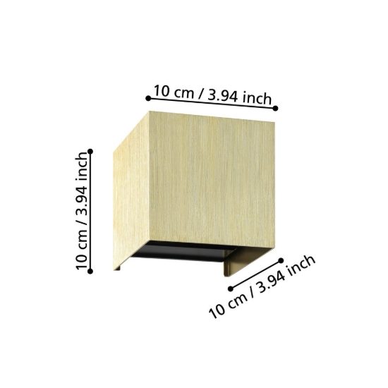 Eglo valmontone applique led 3w 3000k 10cm per camera da letto moderna ottone con vetro trasparente
