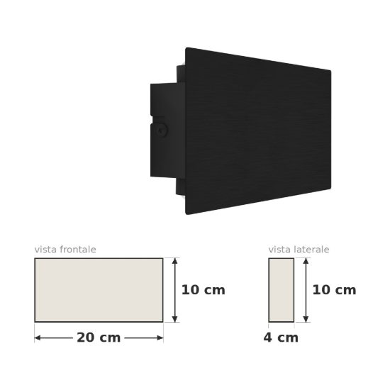 Eglo talamello applique led 6w 3000k 20cm per camera da letto moderna rettangolare nera