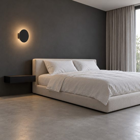 Eglo talamello applique led 4w 3000k 15cm per camera da letto moderna rotonda nera