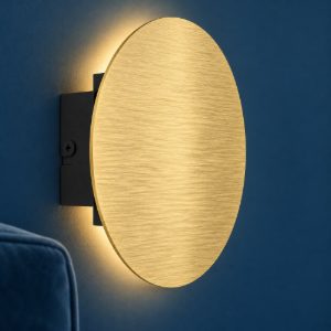 Eglo talamello applique led 4w 3000k 15cm per camera da letto moderna rotonda oro