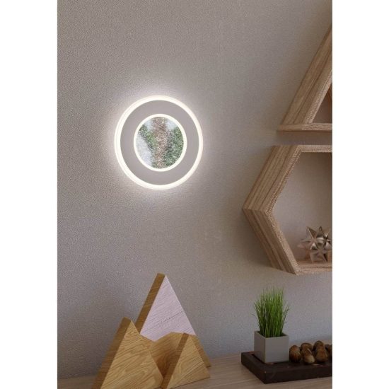 Eglo macchioni applique led 12w 4000k 20cm per soggiorno moderna rotonda bianca