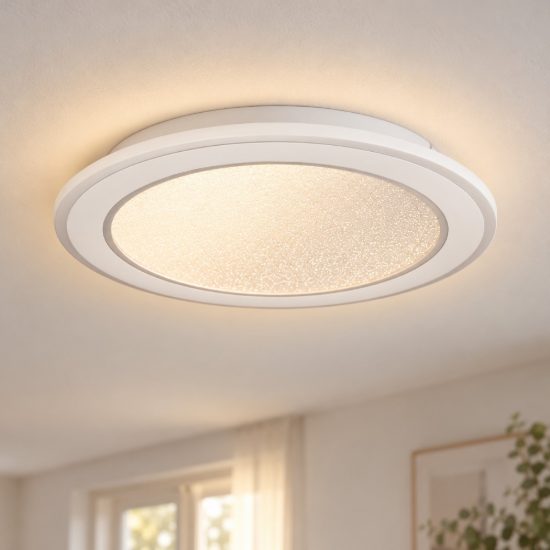 Eglo macchioni plafoniera led 20w cct 2700k 6500k 38cm con telecomando per soggiorno moderna rotonda bianca
