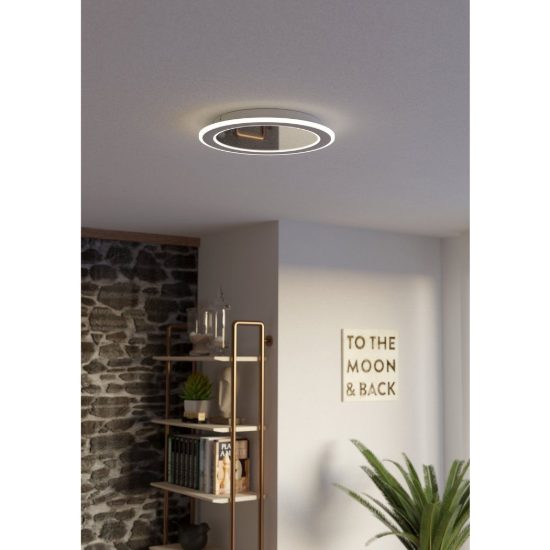 Eglo macchioni plafoniera led 20w cct 2700k 6500k 38cm con telecomando per soggiorno moderna rotonda bianca