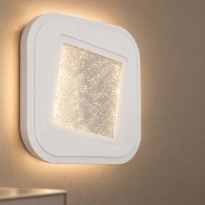 Eglo macchioni applique led 12w 4000k 20cm per soggiorno moderna quadrata bianca