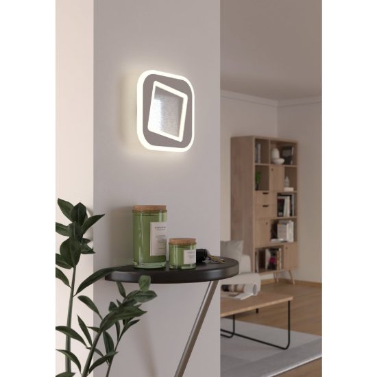 Eglo macchioni applique led 12w 4000k 20cm per soggiorno moderna quadrata bianca