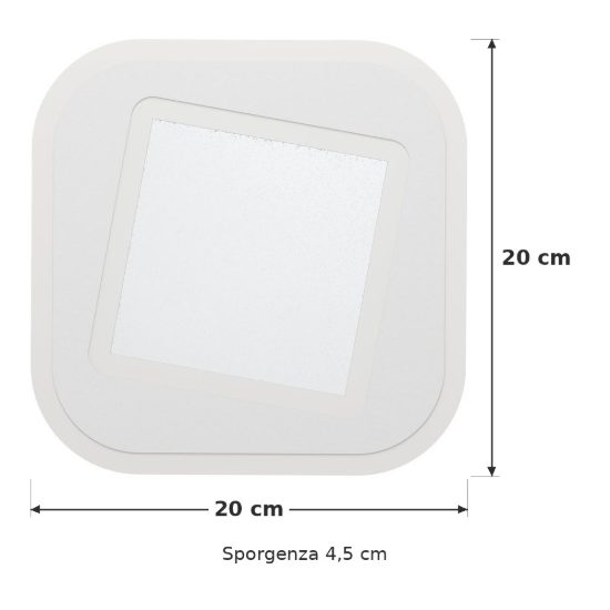 Eglo macchioni applique led 12w 4000k 20cm per soggiorno moderna quadrata bianca