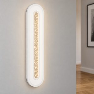 Eglo macchioni applique led 12w 4000k 40cm per soggiorno moderna ovale bianca