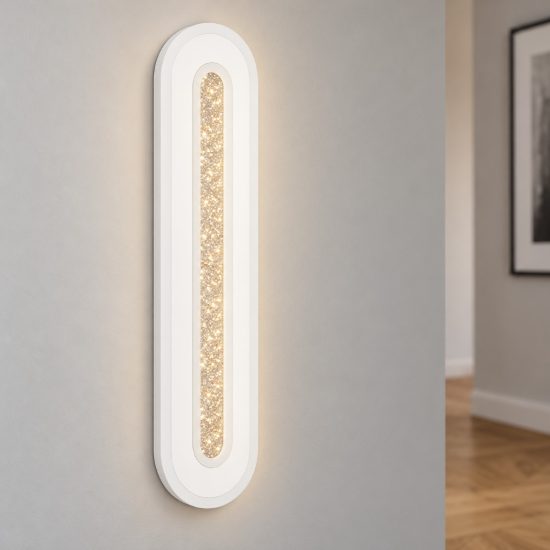 Eglo macchioni applique led 12w 4000k 40cm per soggiorno moderna ovale bianca