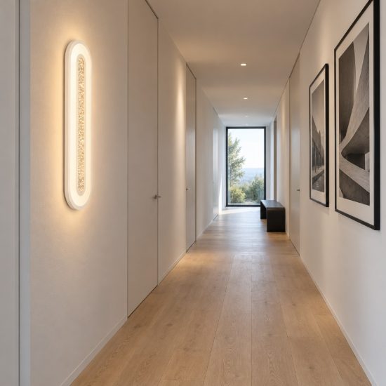 Eglo macchioni applique led 12w 4000k 40cm per soggiorno moderna ovale bianca