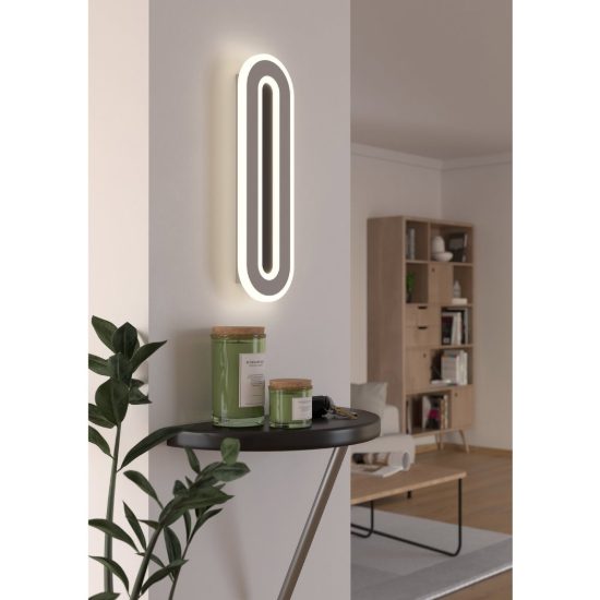 Eglo macchioni applique led 12w 4000k 40cm per soggiorno moderna ovale bianca