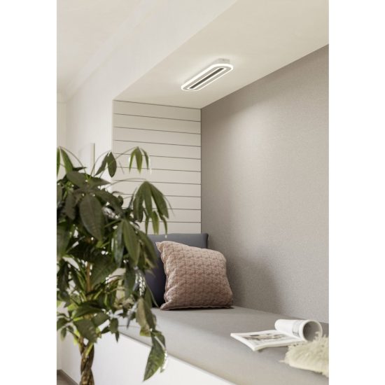 Eglo macchioni plafoniera led 20w cct 2700k 6500k 55cm con telecomando per corridoio moderna ovale bianca