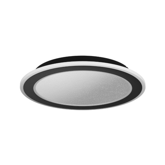 Eglo macchioni plafoniera led 20w cct 2700k 6500k 38cm con telecomando per soggiorno moderna rotonda nera e bianca
