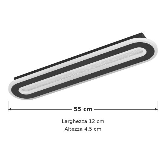 Eglo macchioni plafoniera led 20w cct 2700k 6500k 55cm con telecomando per corridoio moderna ovale nera e bianca