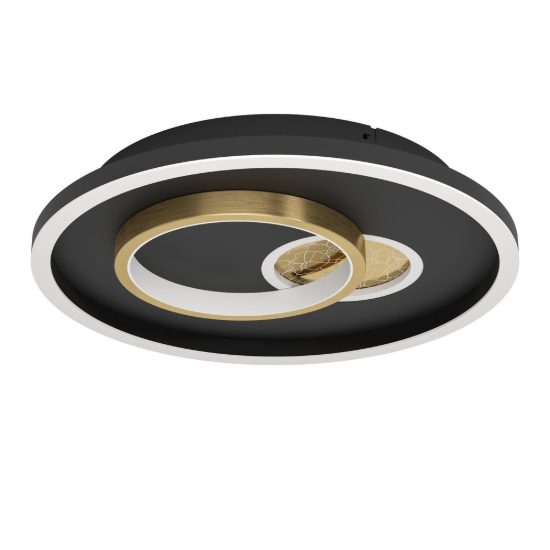 Eglo tiriolo plafoniera led 22,5w 4000k 38cm per soggiorno moderna rotonda nera e oro