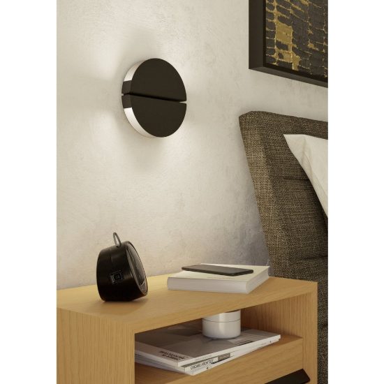 Eglo pianosa applique per comodino camera da letto led 4,5w cct 2700k 6500k 18cm ip44 nera