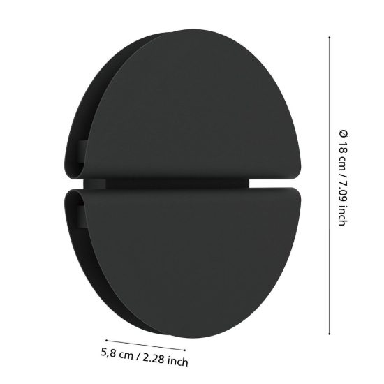 Eglo pianosa applique per comodino camera da letto led 4,5w cct 2700k 6500k 18cm ip44 nera