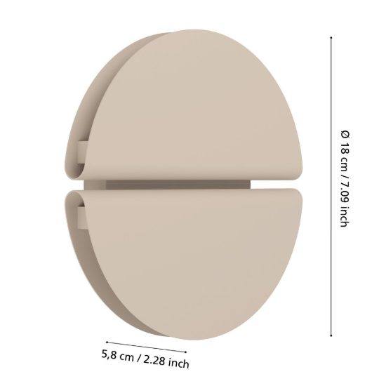 Eglo pianosa applique per comodino camera da letto led 4,5w cct 2700k 6500k 18cm ip44 sabbia