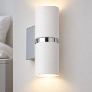 Eglo passa applique 2 luci gu10 led 5,6w 3000k 17cm per camera da letto moderna cromo e bianca
