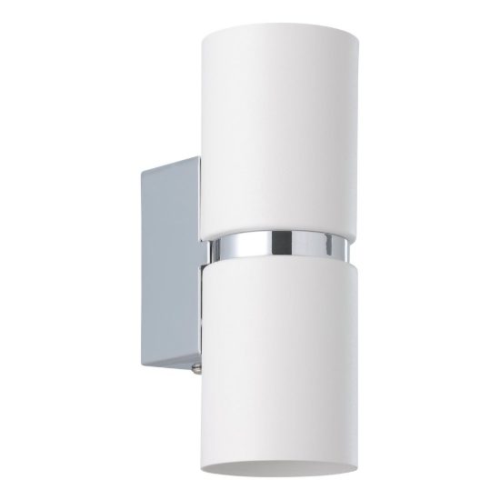 Eglo passa applique 2 luci gu10 led 5,6w 3000k 17cm per camera da letto moderna cromo e bianca
