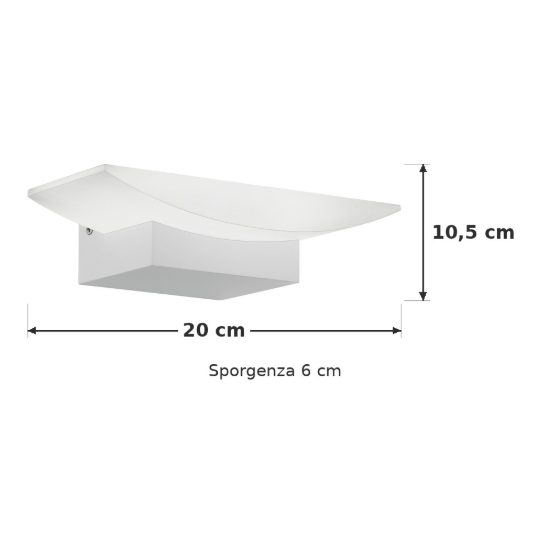 Eglo metrass applique led 5,6w 3000k 20cm per sala da pranzo moderna bianca
