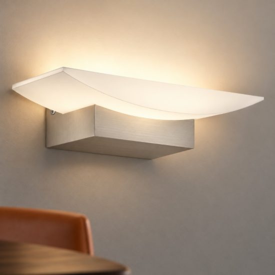 Eglo metrass applique led 5,6w 3000k 20cm per sala da pranzo moderna nichel